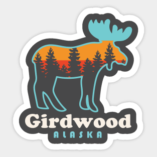 Girdwood Alaska Moose Retro Vintage Sticker